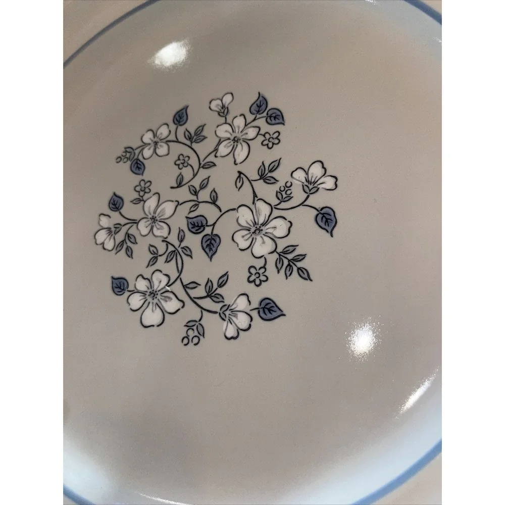 Vintage Covington Edition Stoneware Japan Avondale Blue Off White Dinner Plate